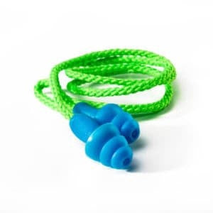 Blue MUSHROOM Re-Usable Earplug with green cord (SNR29)