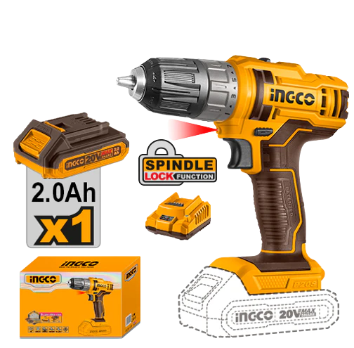 Cordless Drill Kit - 45Nm Torque - 20V - 2-Speed Gear