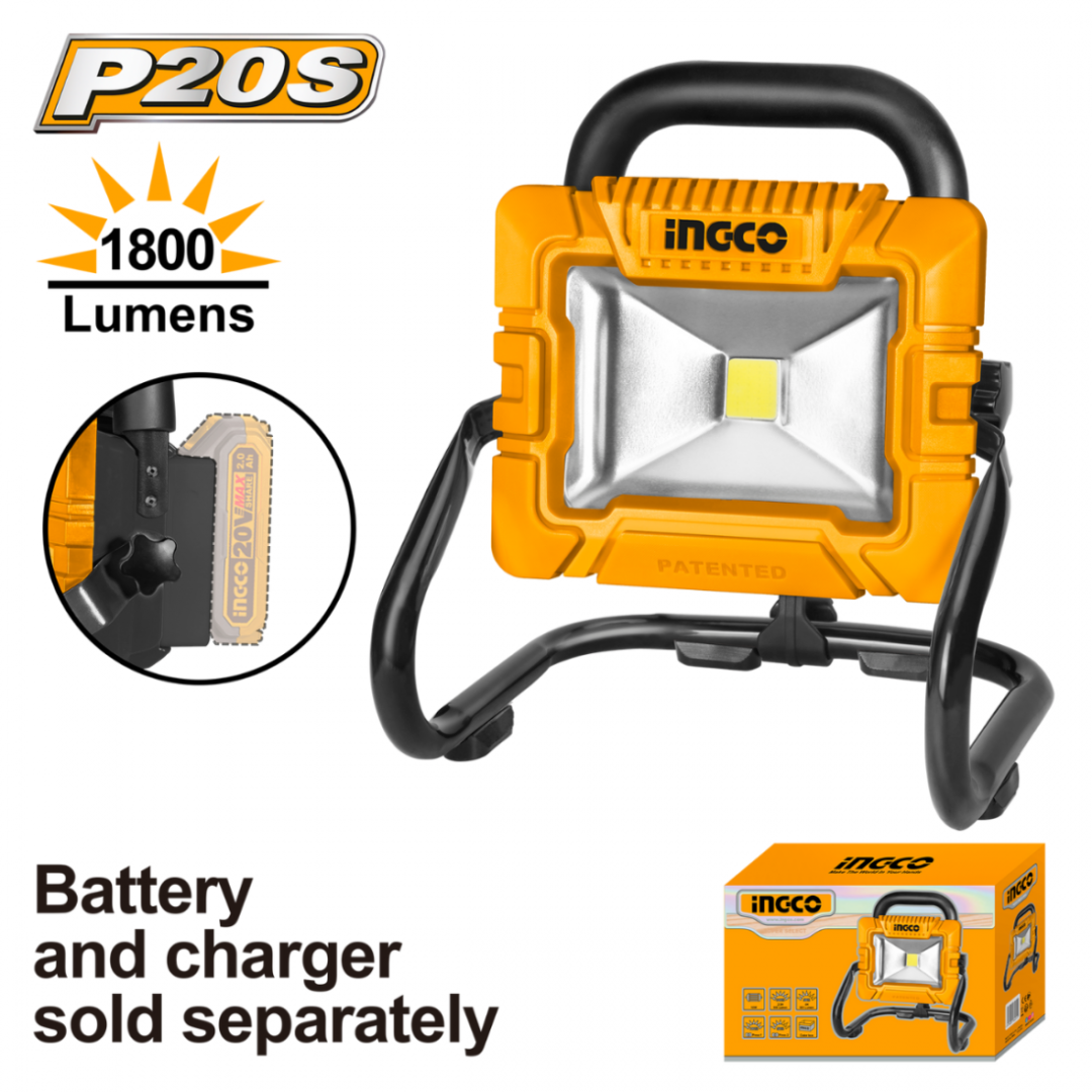 Ingco Cordless Work Lamp 1800 Lumens 20V P20s - Image 2