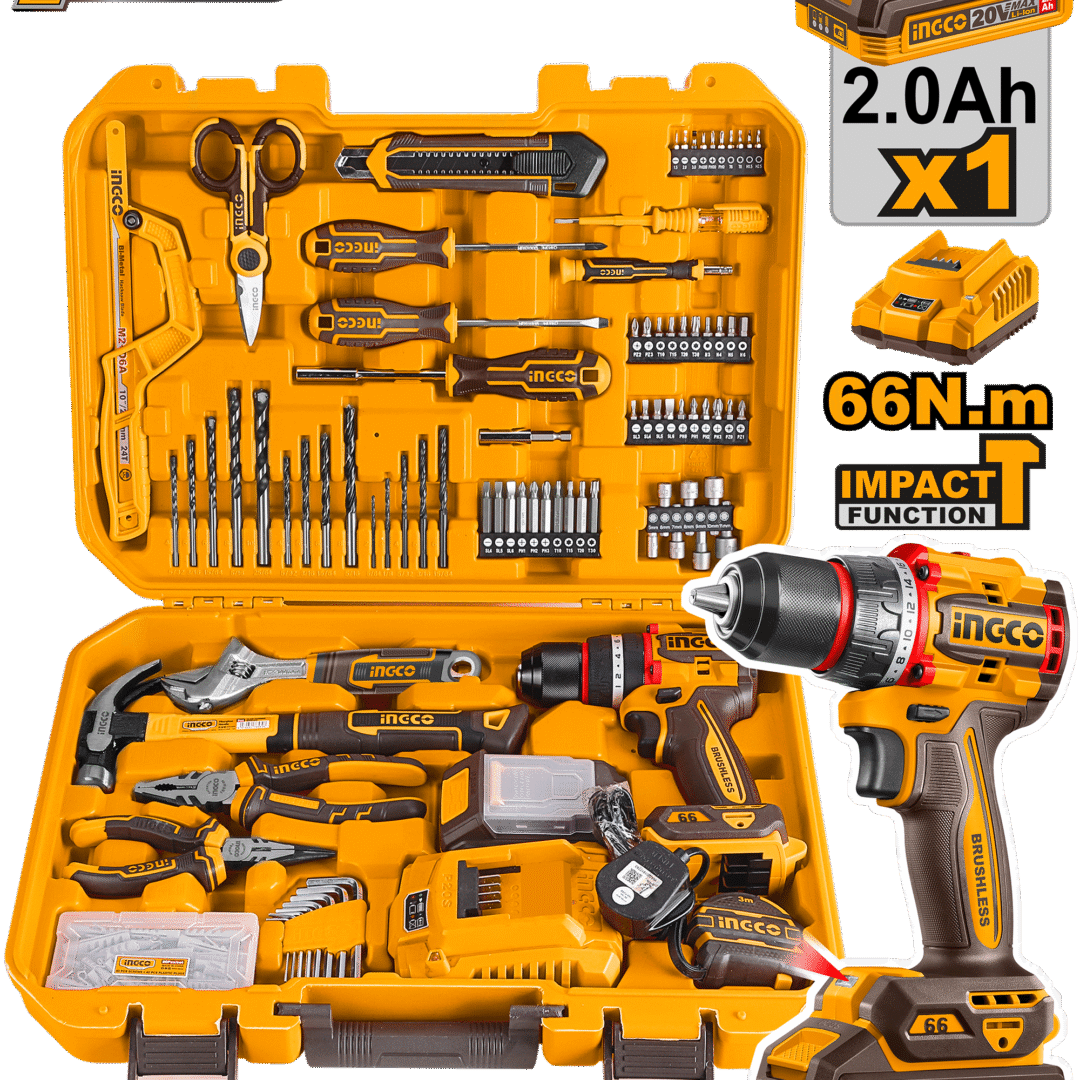 Ingco 165pc Tool Set with 66nm Impact Drill Hkthp11651