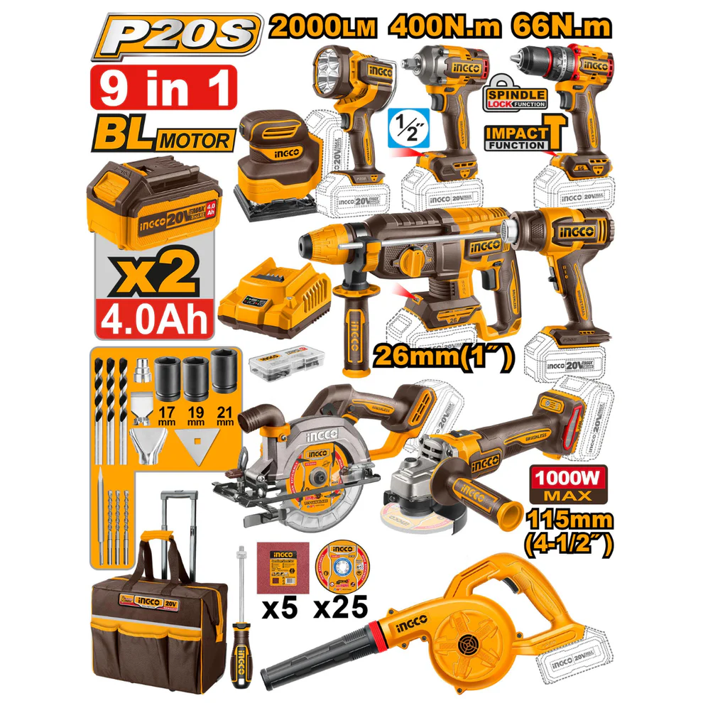 9 Piece Cordless Industrial Combo Kit Cosli250381