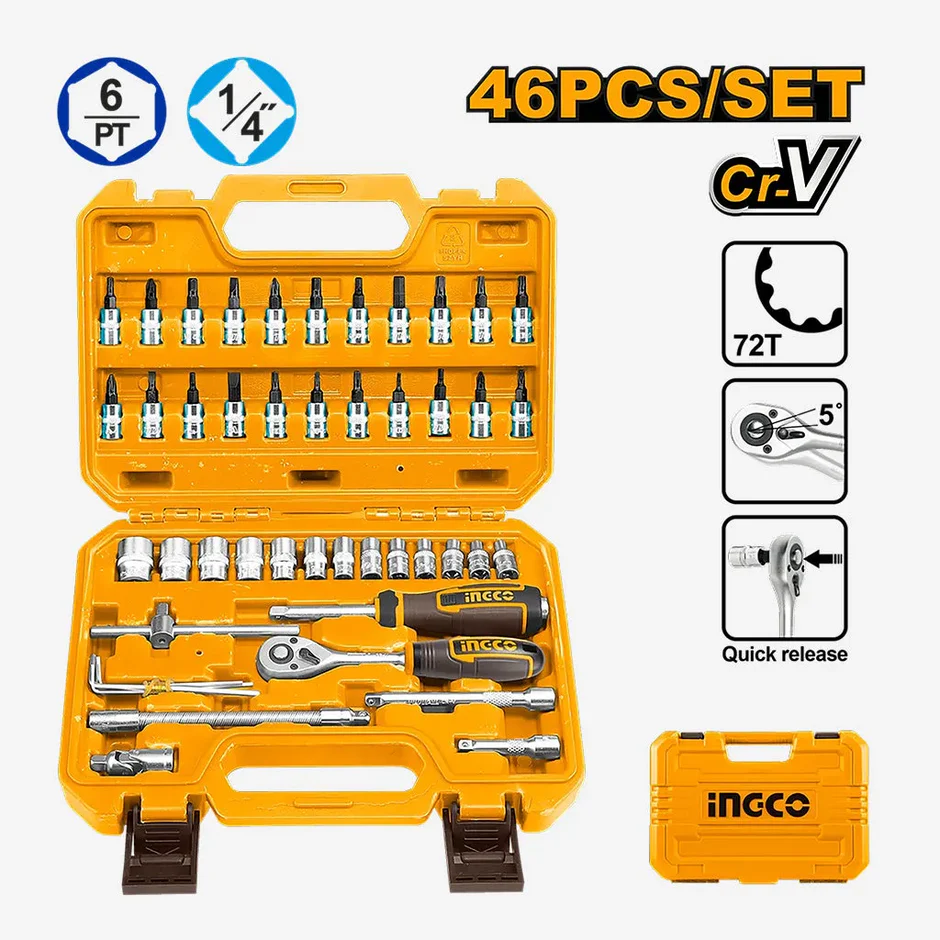 46Pcs 1/4" Socket Set Hkts14462