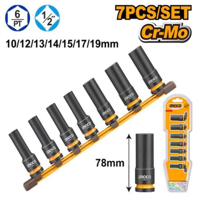 7pc Deep impact Socket Set Hkissd12072l