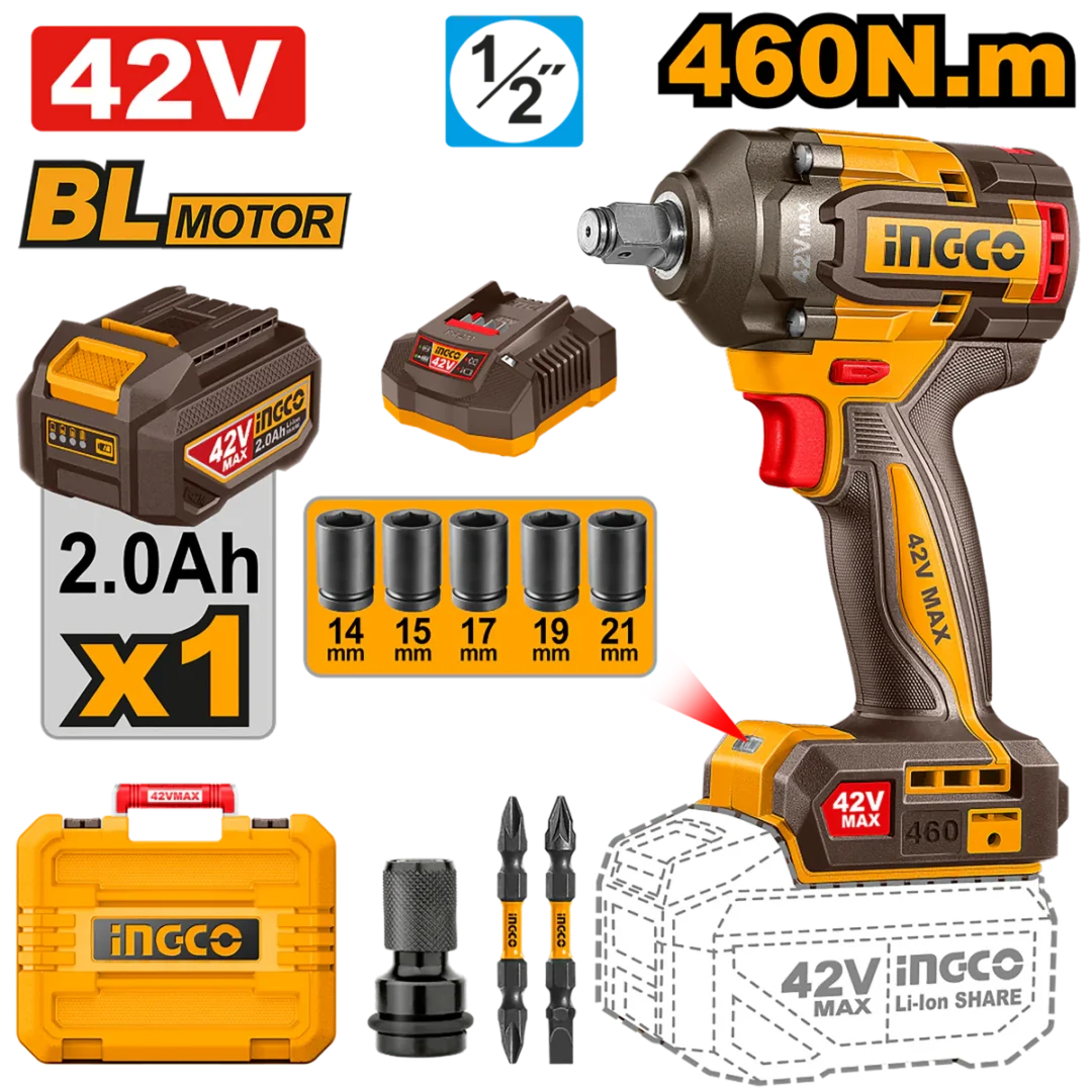 42V 460Nm CORDLESS IMPACT WRENCH