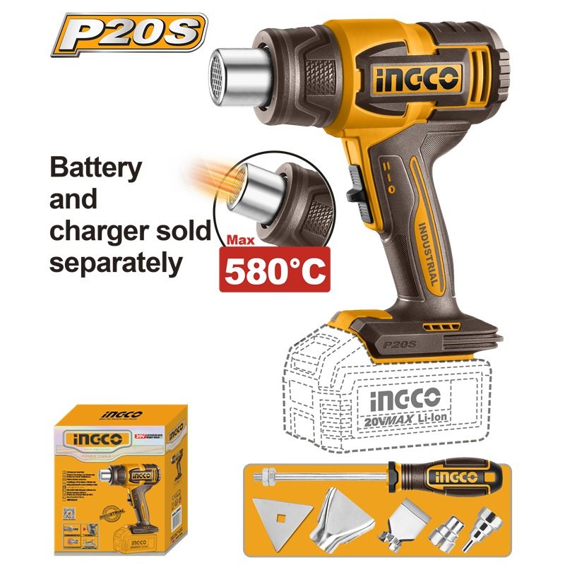 20V CORDLESS DIGITAL HEAT GUN 580°C MAX Hgli2058