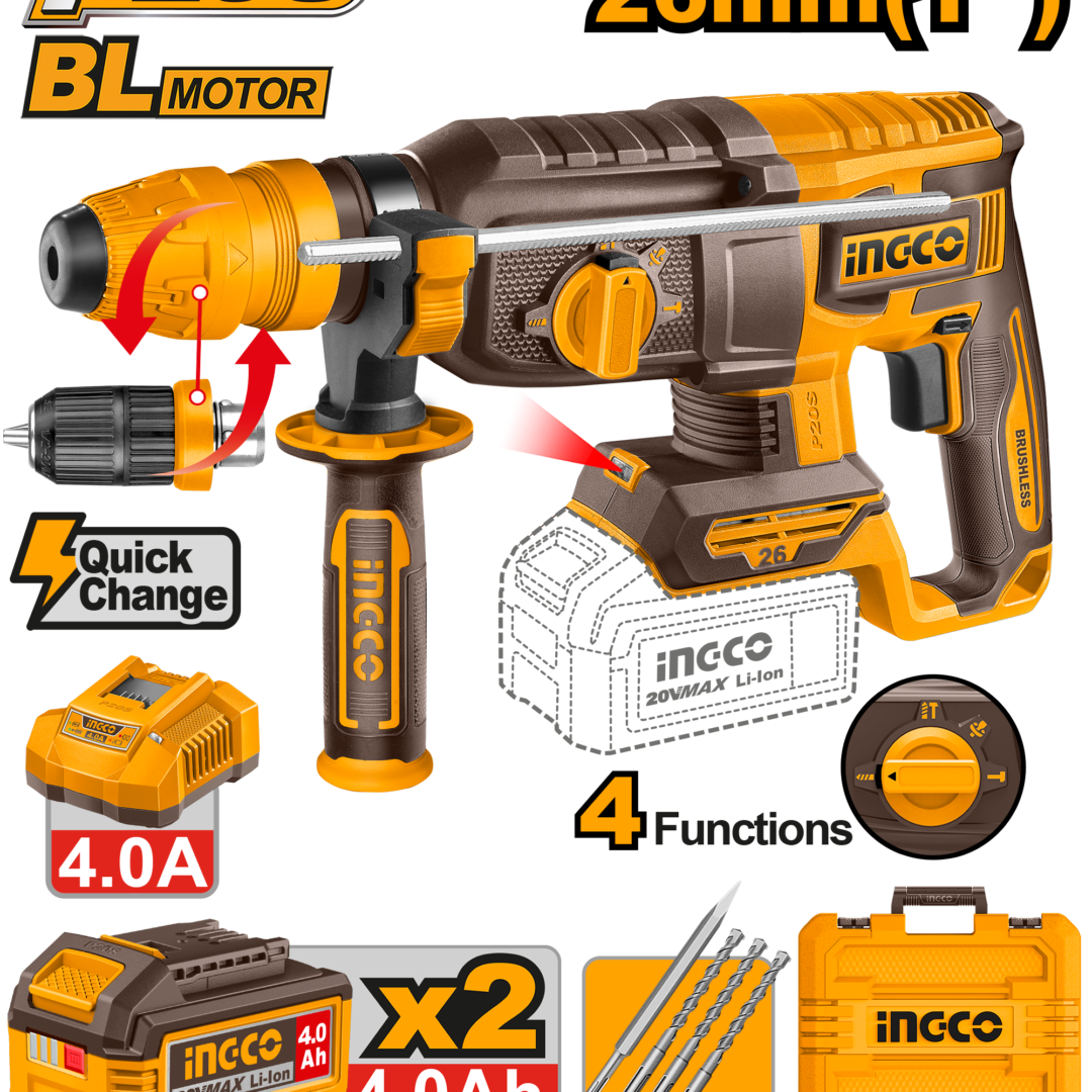 Cordless Rotary Hammer Drill 2.5J 20V Kit with Quick Change Chuck Crhli202689