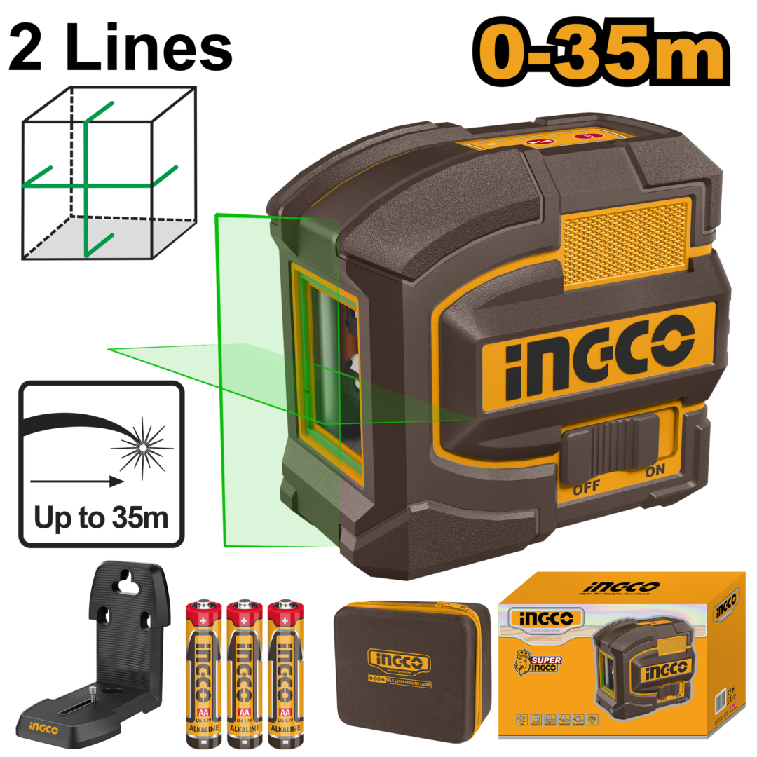 Self Leveling Laser 0-35M 2 Line (Green) Hll156601
