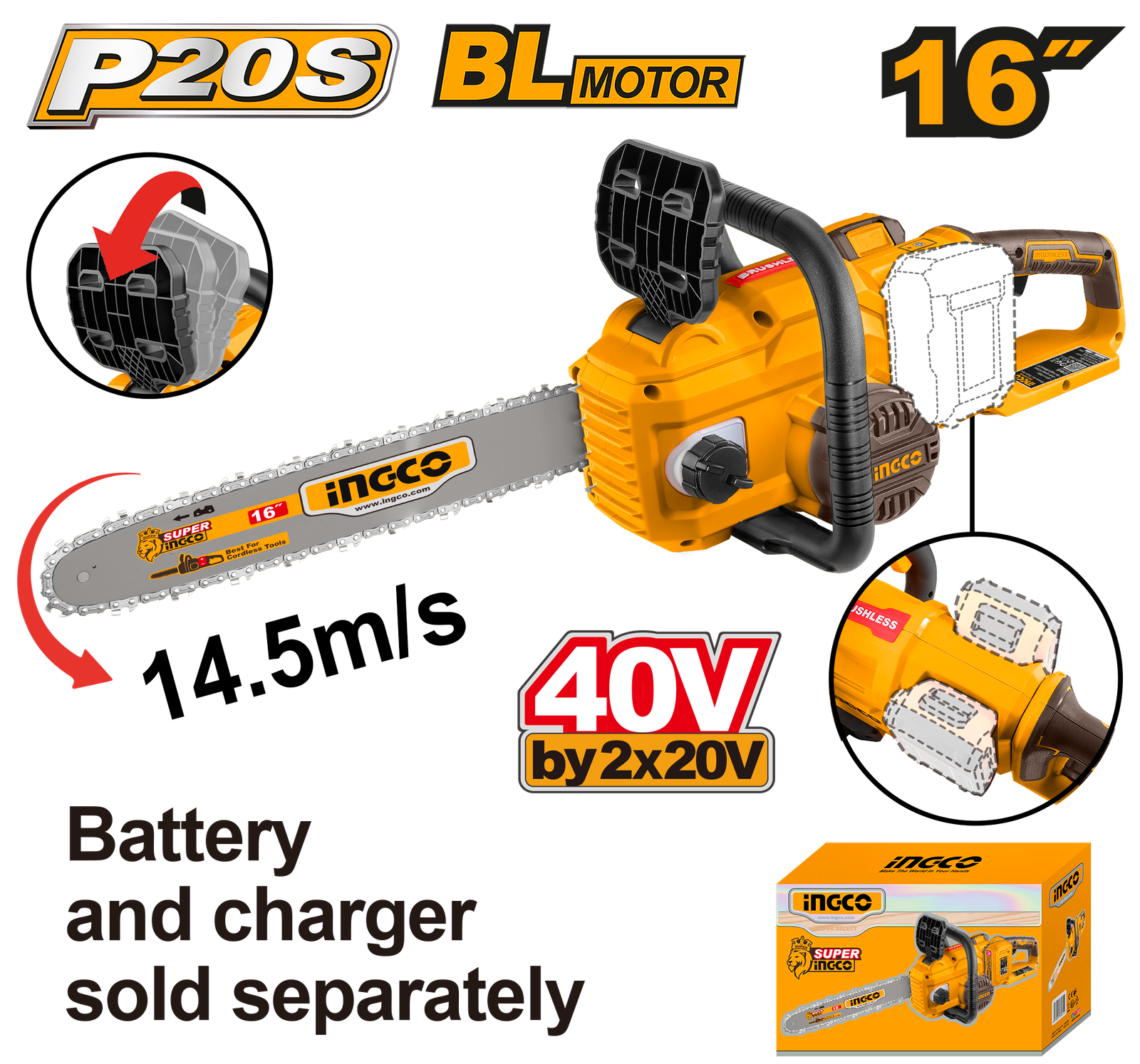 INGCO 40V CHAINSAW Cgsli40168