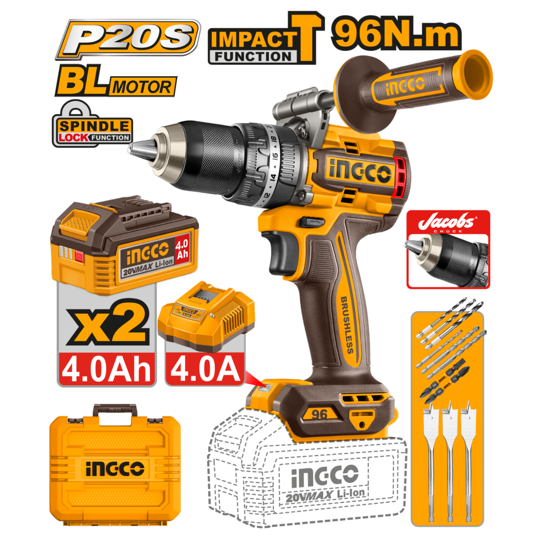 INGCO P20S 96N.m IMPACT DRILL KIT