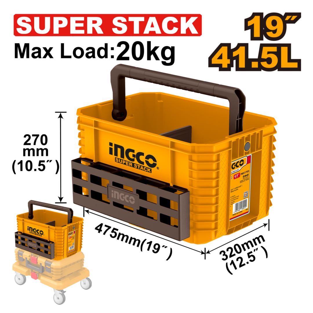 16" STACKABLE PLASTIC TOTE