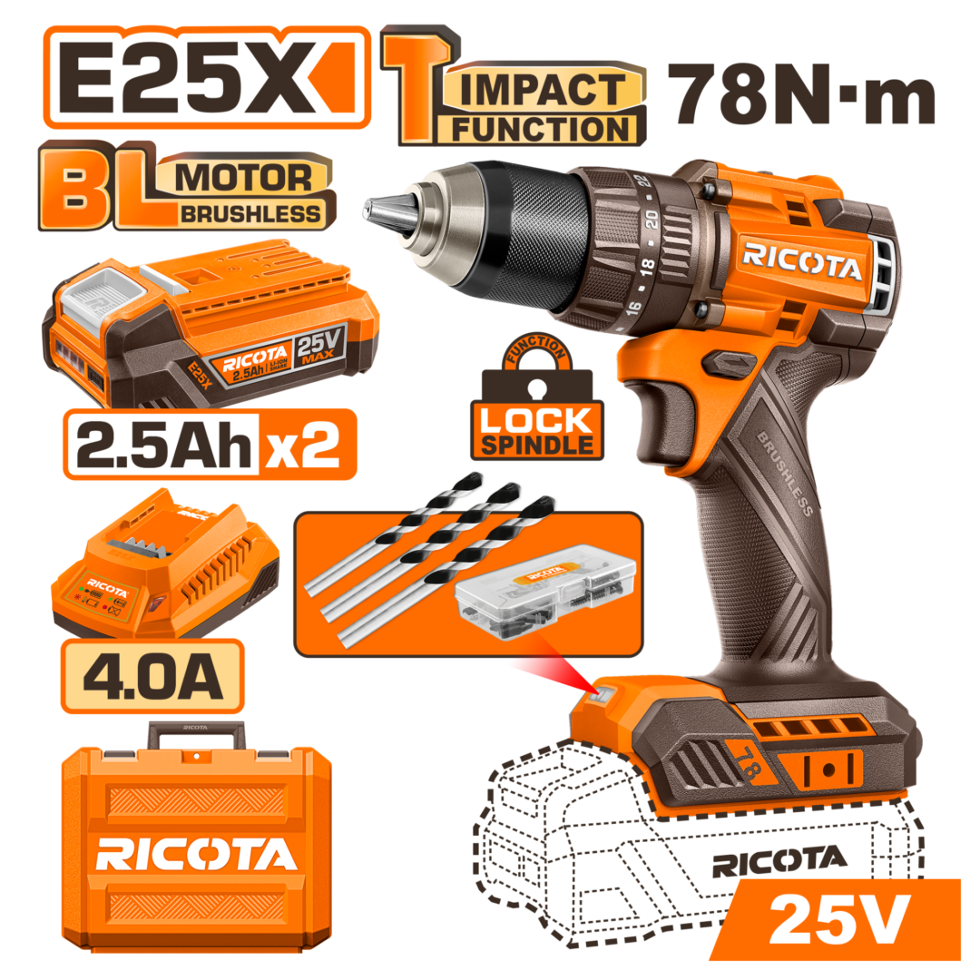 RICOTA 25V 78N.m IMPACT DRILL KIT